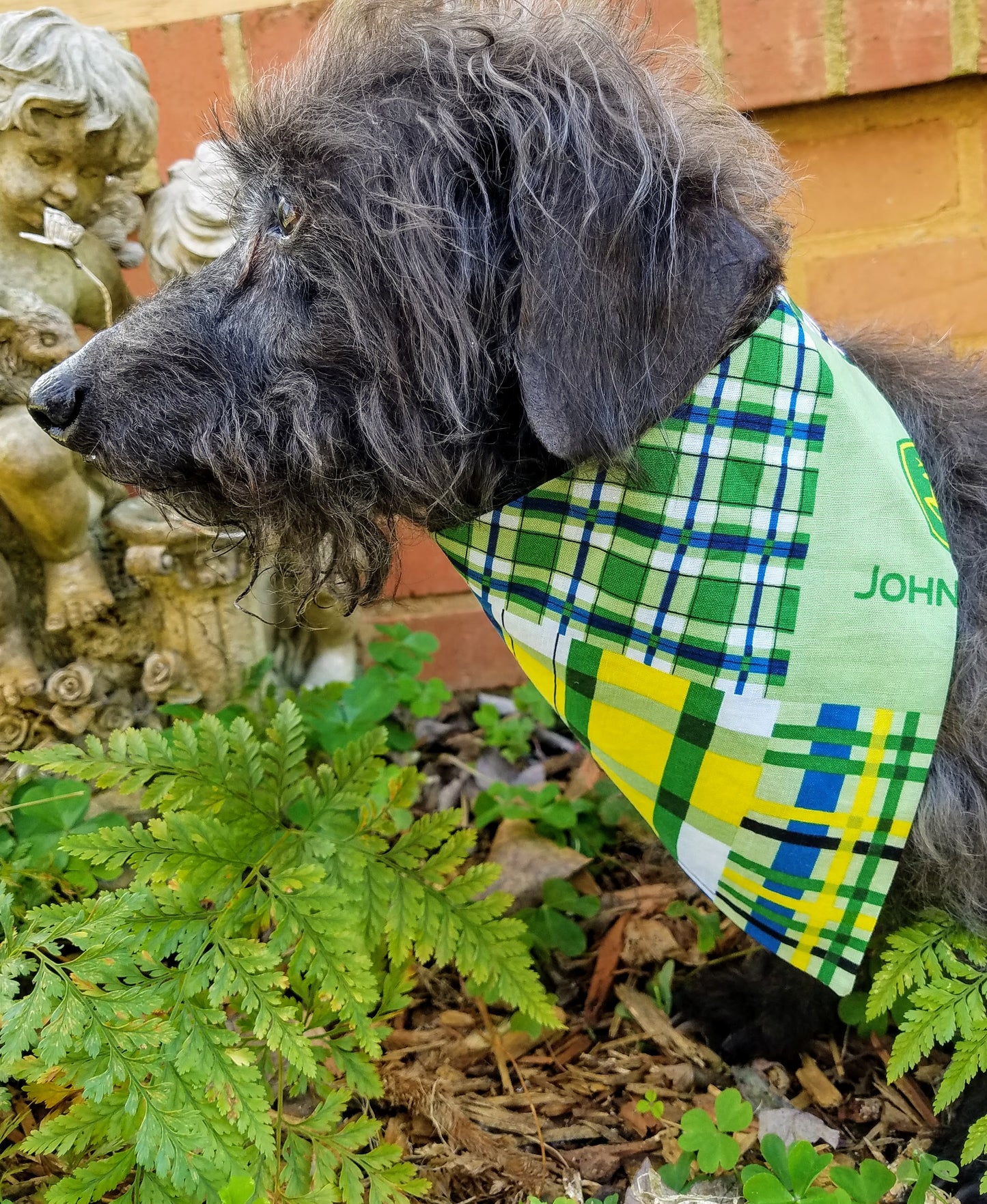 Clip on Dog Bandana With Buckle Pet Cat Bandanna Scarf Blue Green Yellow Gingham Farmer Plaid Check Summer Handmade to Order