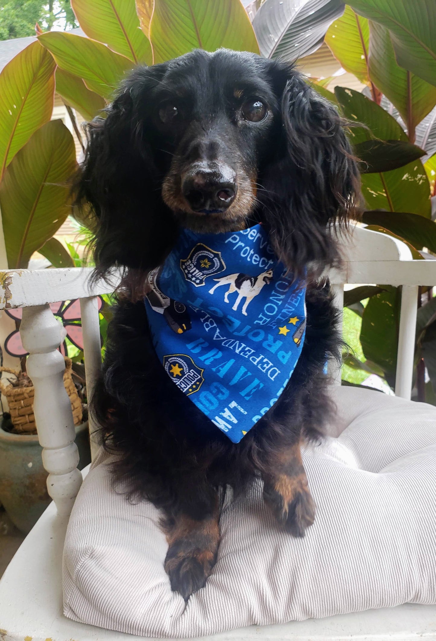 Clip on Dog Bandana With Buckle Pet Cat Bandanna Scarf POLICE OFFICER RESCUE HERO First Responder Print Handmade to Order