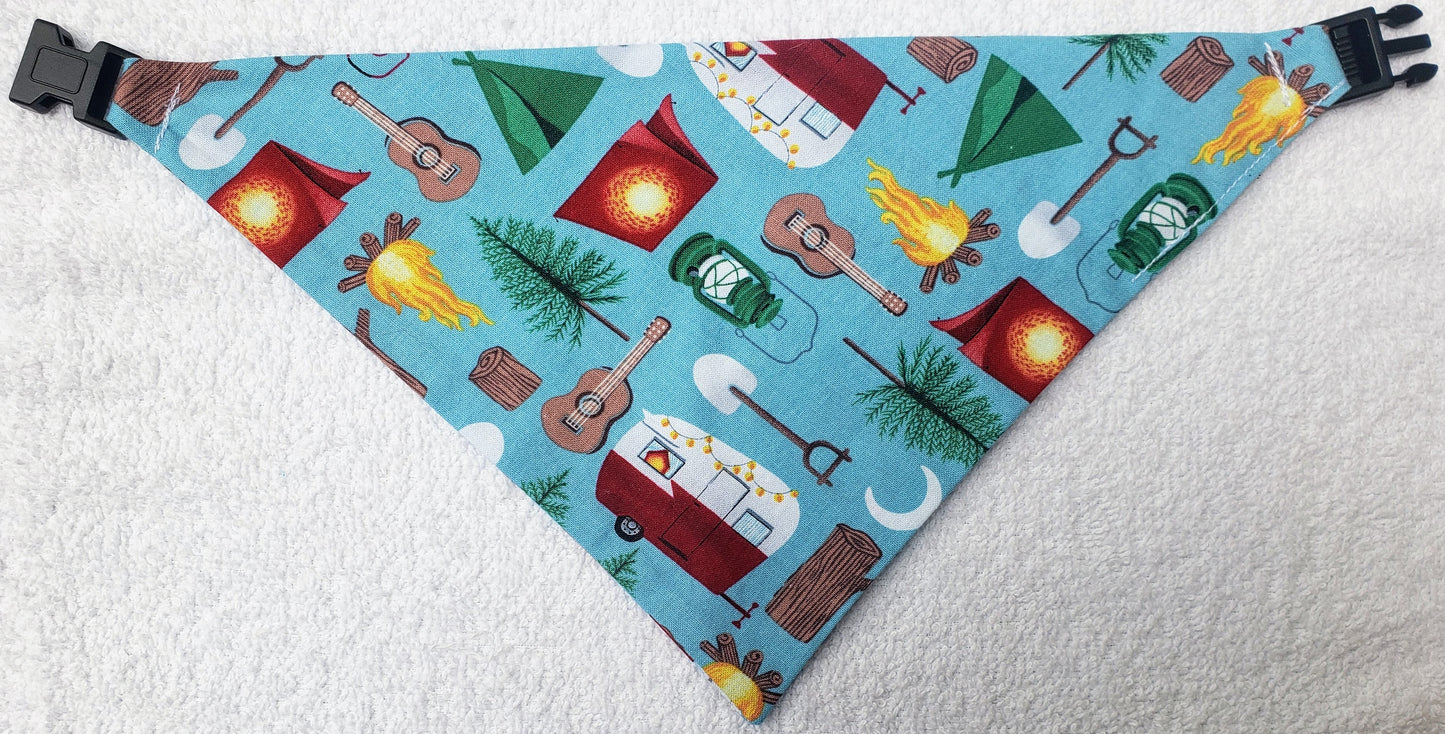Clip on Dog Bandana With Buckle Pet Cat Bandanna Scarf Camping Smores RVs Tents Camp Handmade to Order