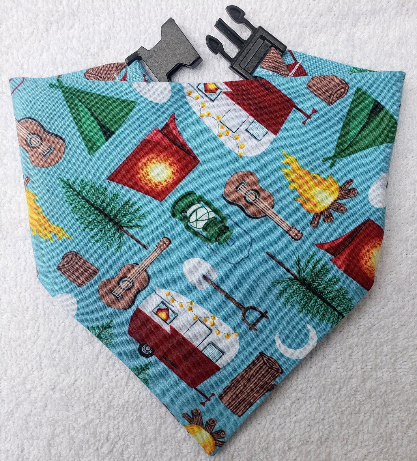 Clip on Dog Bandana With Buckle Pet Cat Bandanna Scarf Camping Smores RVs Tents Camp Handmade to Order
