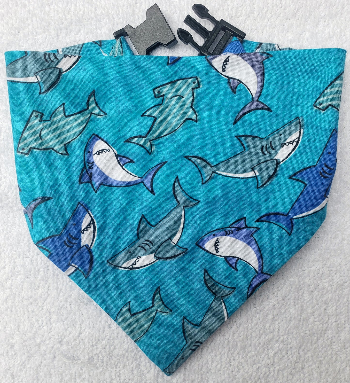 Clip on Dog Bandana With Buckle Pet Cat Bandanna Scarf Sea Sailing Sharks Ocean Beach Handmade to Order