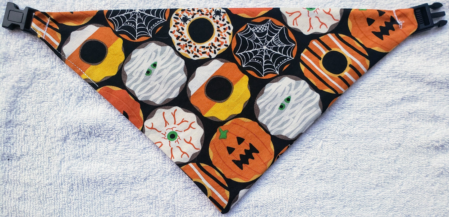 Spooky Cookies Halloween Fall Thanksgiving Autumn Clip on Dog Bandana With Buckle Pet Cat Bandanna Handmade to Order