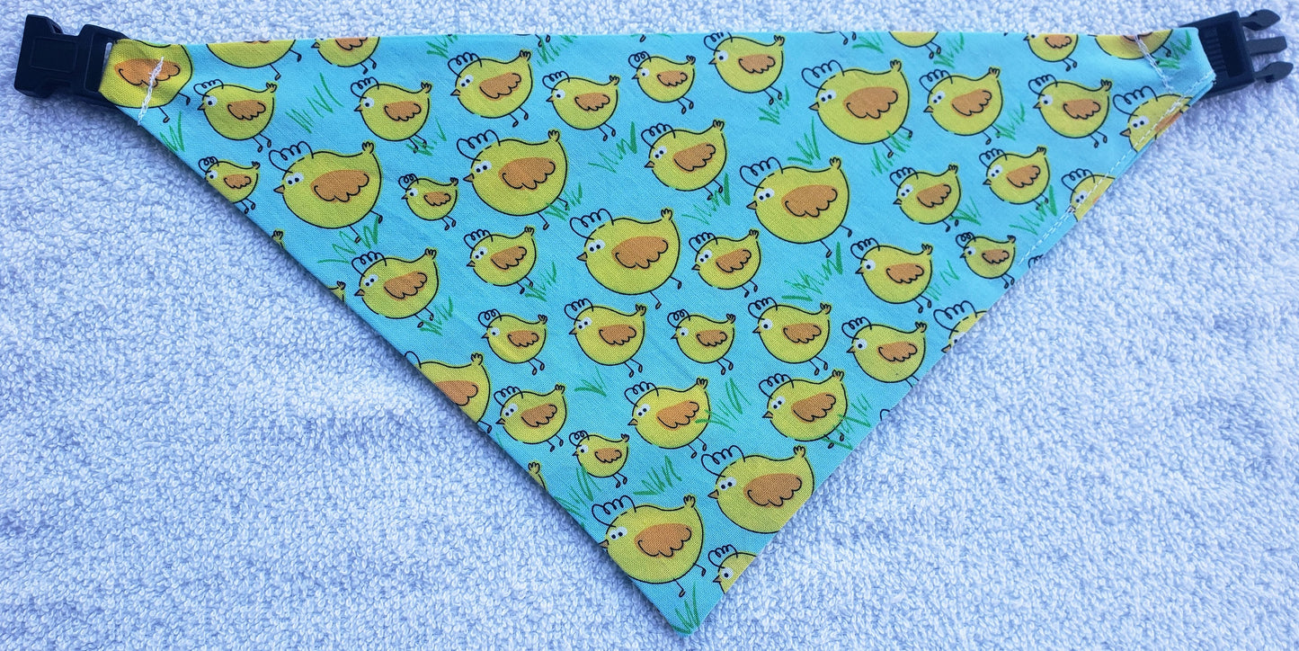 Easter Chicks Spring Chickens Clip on Dog Bandana With Buckle Pet Cat Bandanna Handmade to Order