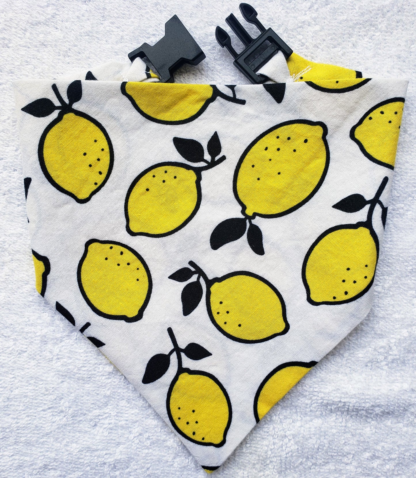 Clip on Dog Bandana With Buckle Pet Cat Bandanna Scarf Yellow Lemons Citrus Fruits Summer Handmade to Order