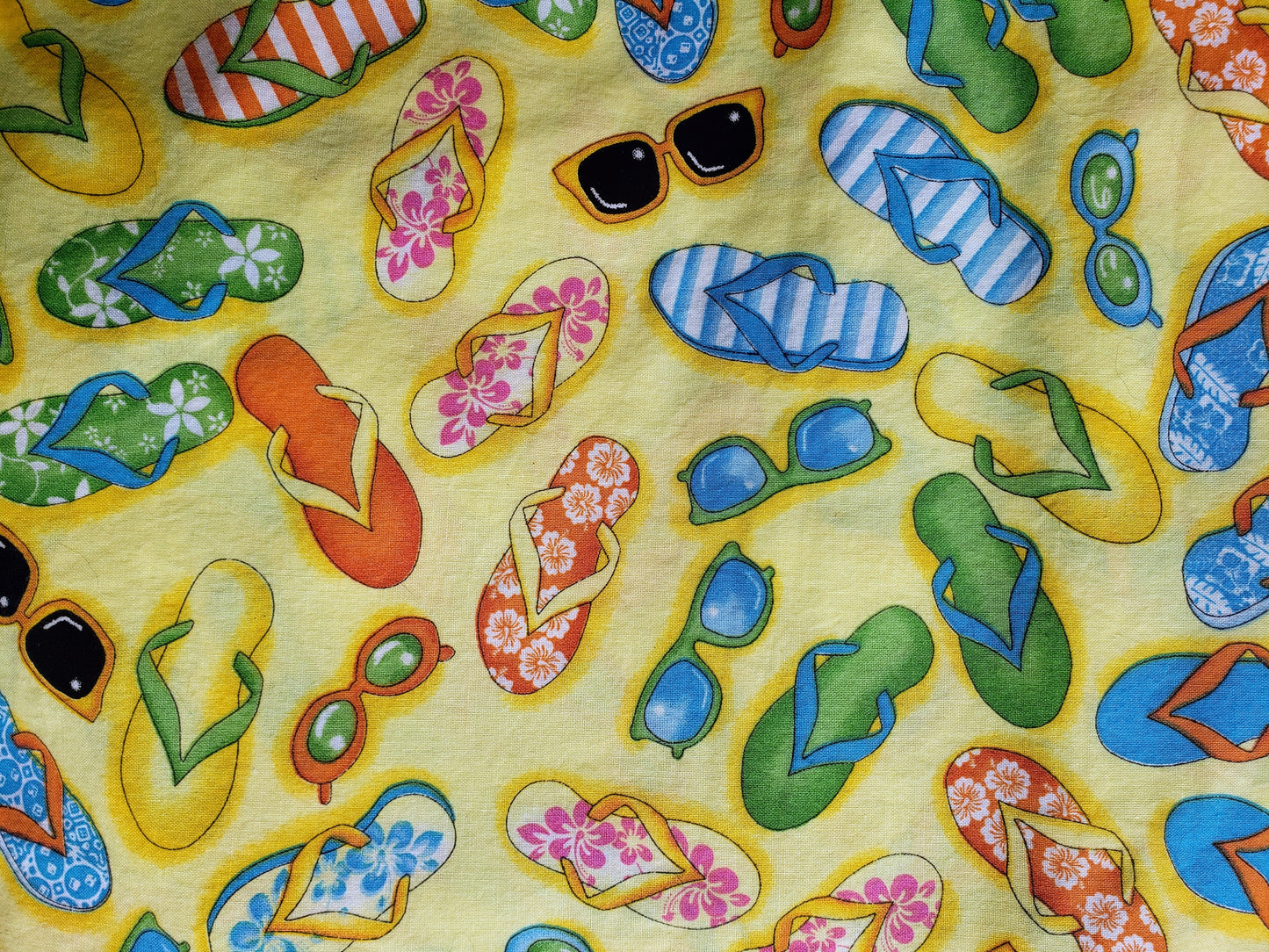 Clip on Dog Bandana With Buckle Pet Cat Bandanna Scarf Yellow Beach Sunglasses Flip Flops Summer Handmade to Order