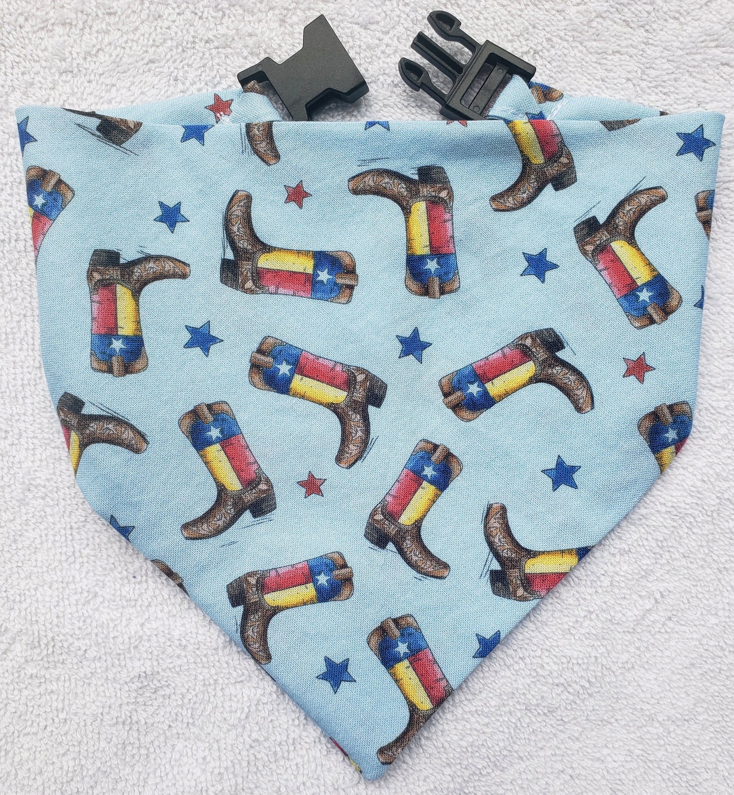Clip on Dog Bandana With Buckle Pet Cat Bandanna Texas Cowboy Boots Texan State Pride Handmade to Order
