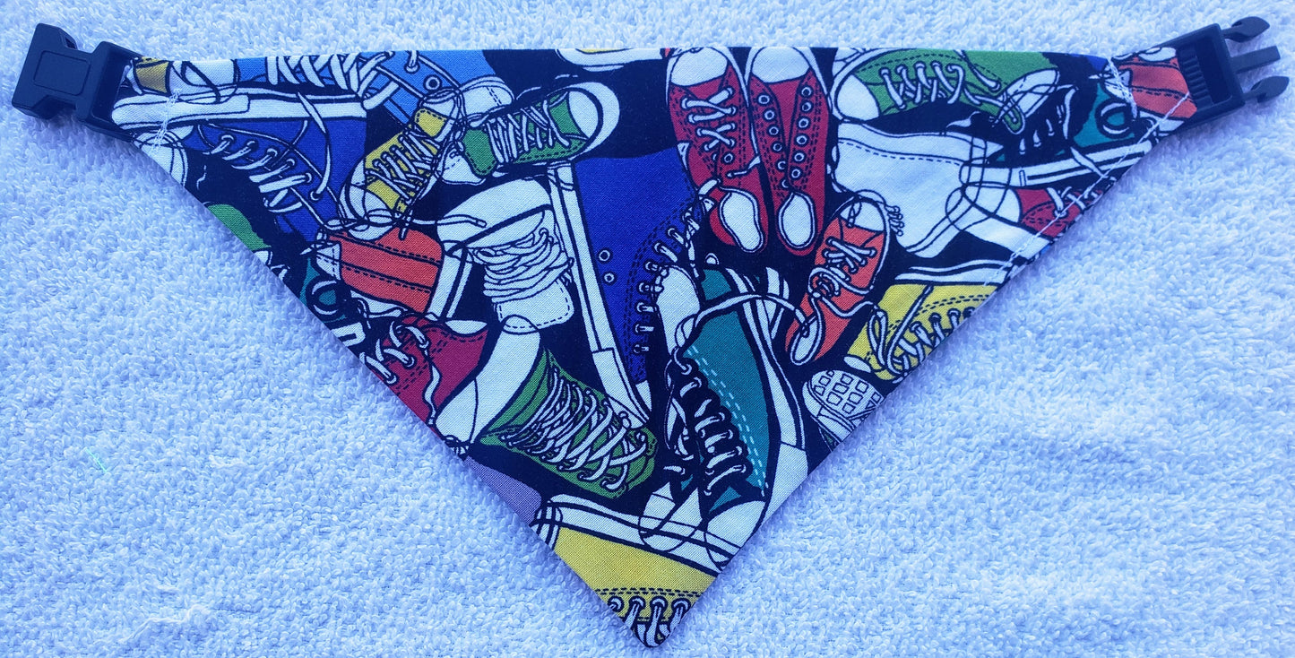 Clip on Dog Bandana With Buckle Pet Cat Bandanna Hi Tops Sneakers Chucks Shoes Handmade to Order
