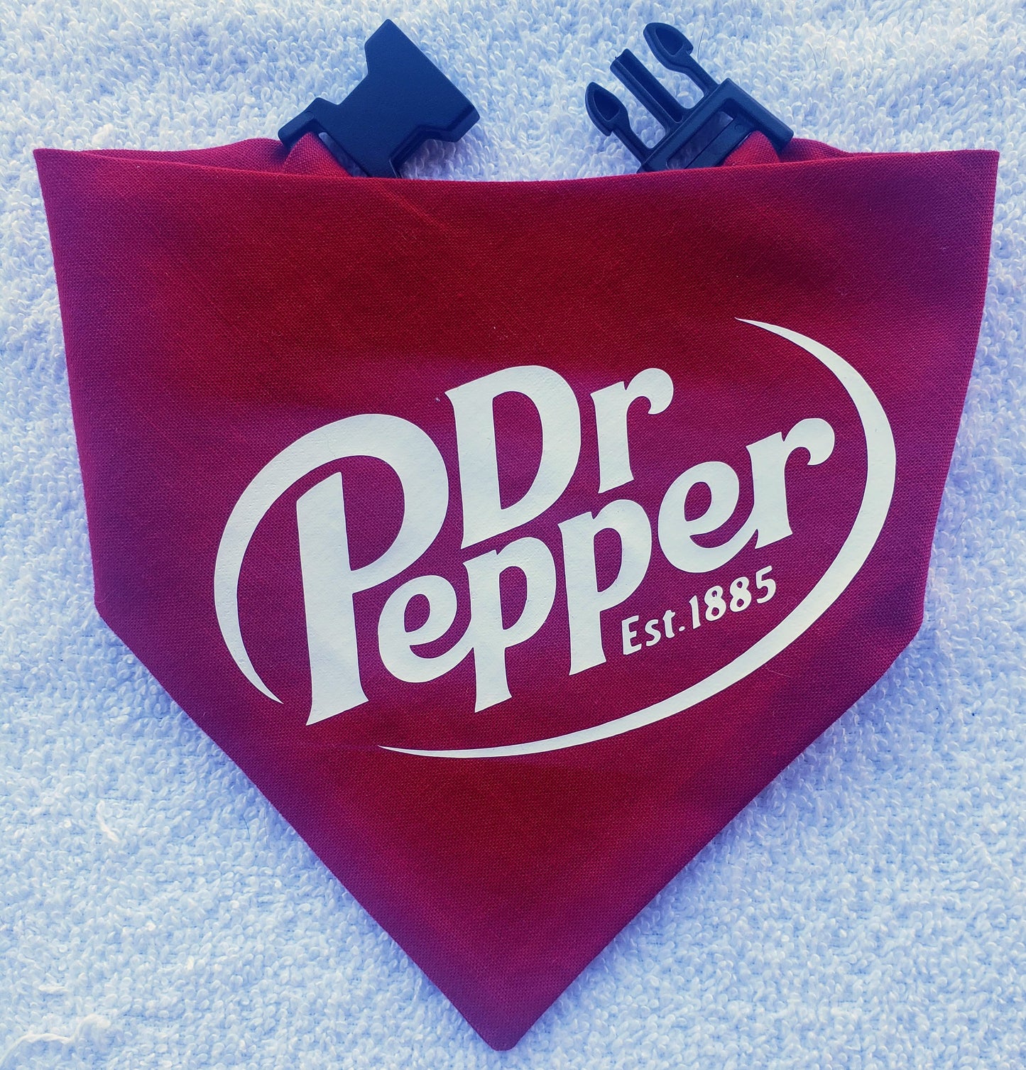 Dr Pepper Texas Clip on Dog Bandana With Buckle Pet Cat Bandanna Scarf Handmade to Order