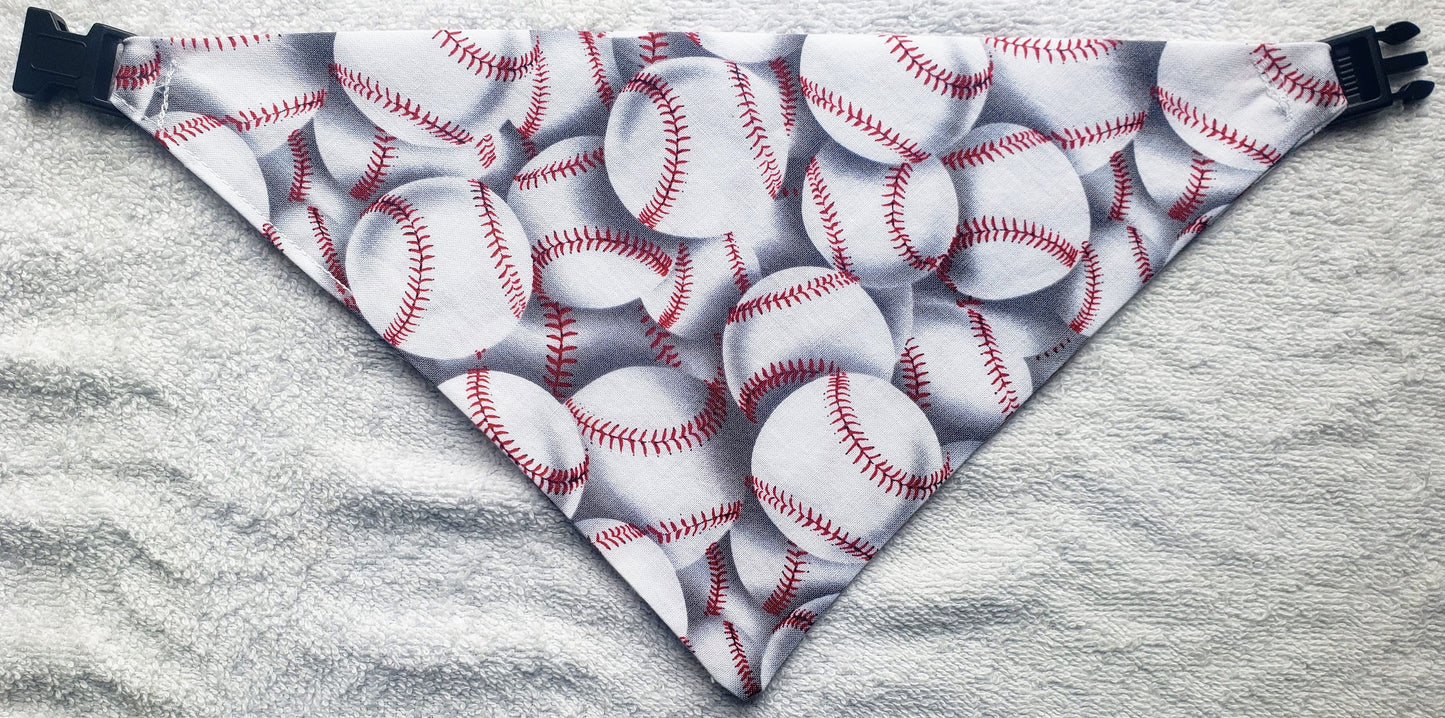 Clip on Dog Bandana With Buckle Pet Cat Bandanna Baseball Baseballs Summer Sports MLB MiLB tball Little League Handmade to Order