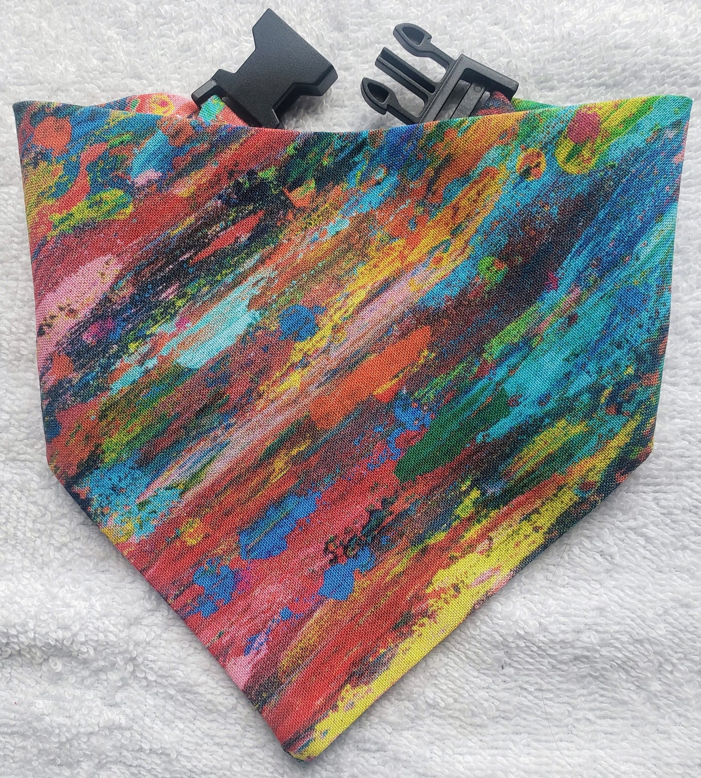 Clip on Dog Bandana With Buckle Pet Cat Bandanna Paint Paintbrush Strokes Stripes Handmade to Order