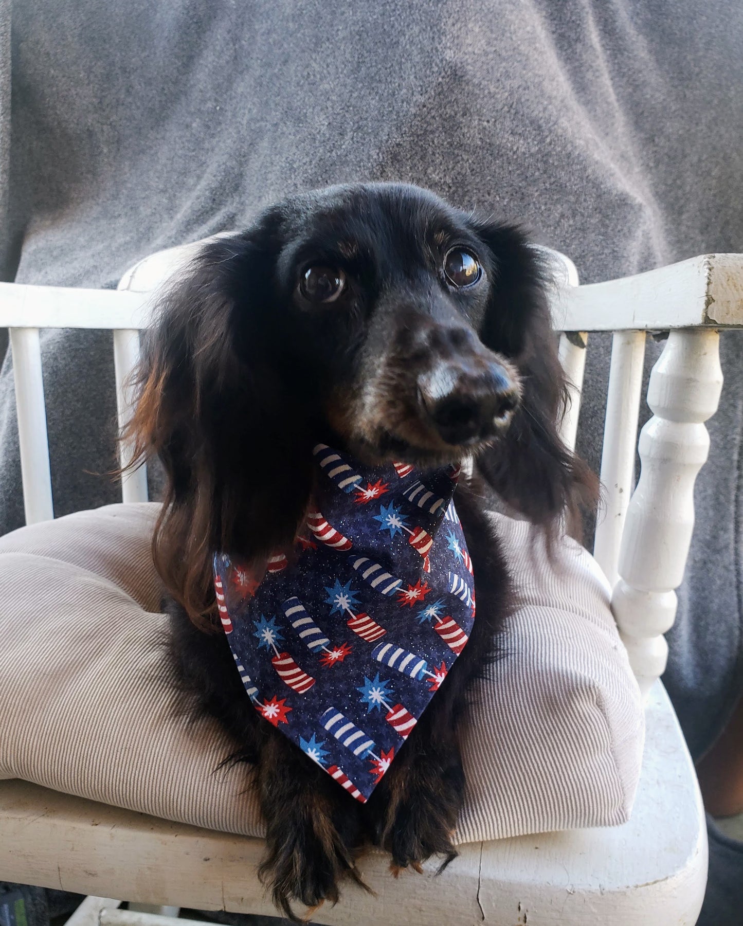 Firecrackers Fireworks Patriotic Independence Day 4th of July American USA Americana Clip on Dog Bandana With Buckle Pet Cat Bandanna Handmade to Order