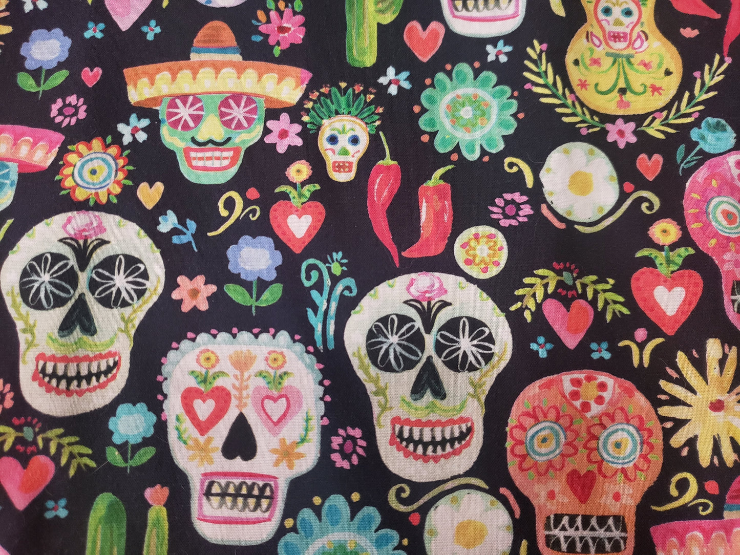 Sugar Skulls Dia de los Muertos Clip on Dog Bandana With Buckle Pet Cat Bandanna Handmade to Order