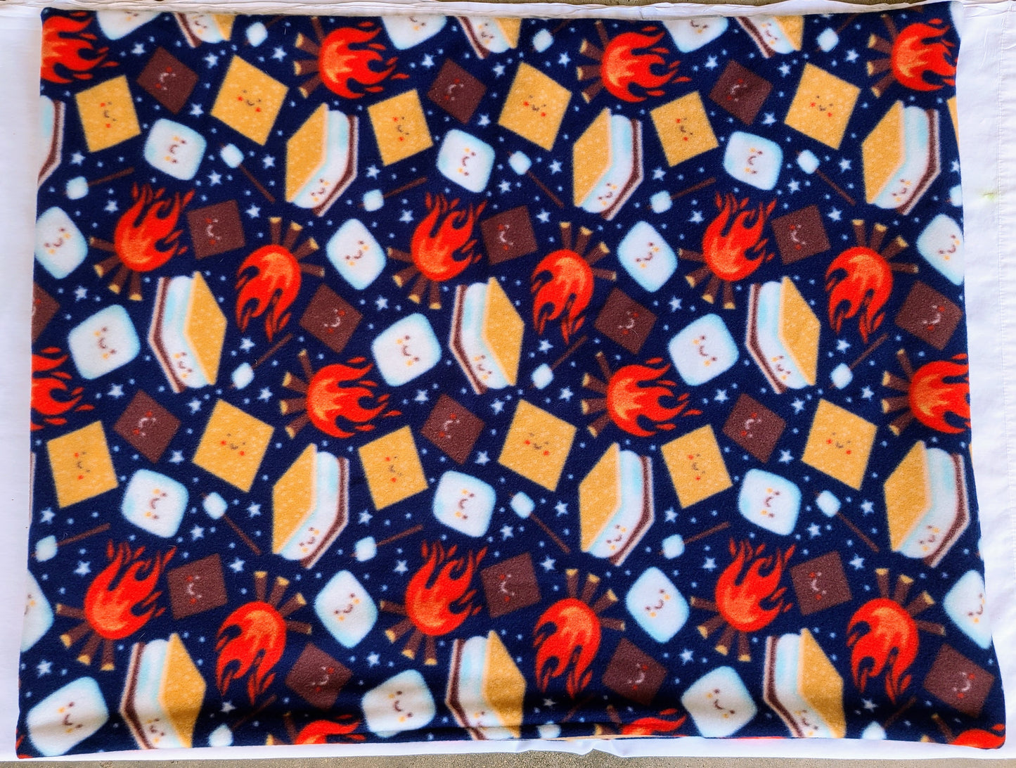 Navy Blue Smores & Campfires 27x35 inch Snuggle Sack, Sleeping Bag for Pets, Dogs, Cats, Fleece, Reversible, Washable