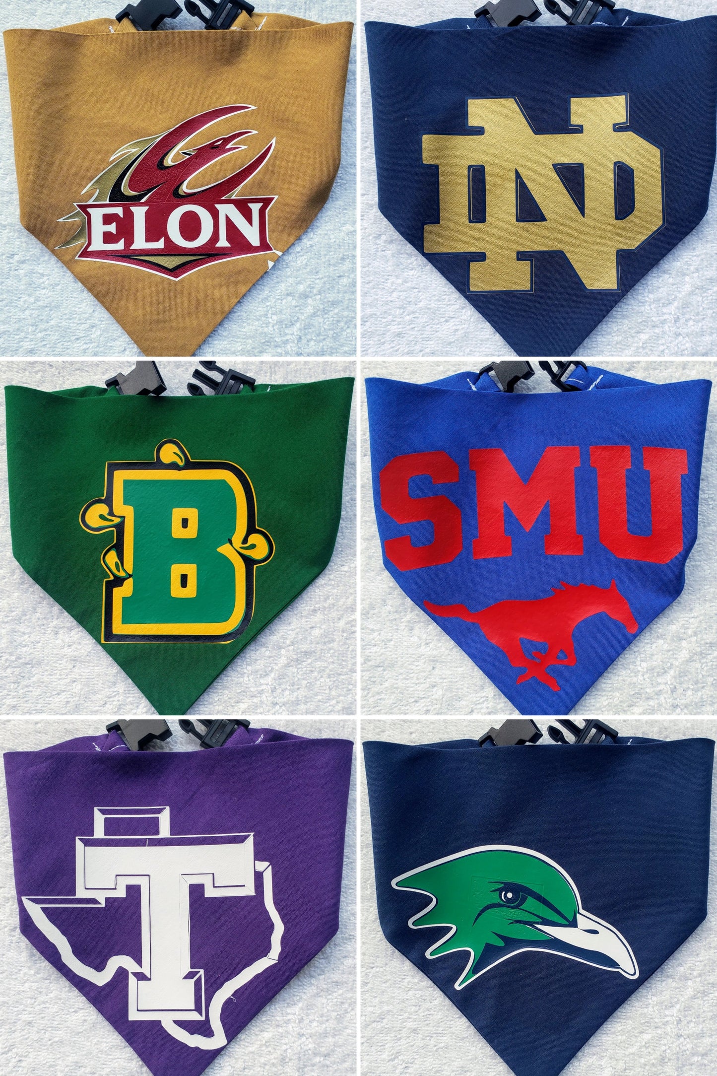 Request Your College, University, or School Vinyl Edition MESSAGE ME Clip on Dog Bandana With Buckle Pet Cat Bandanna Scarf Handmade to Order