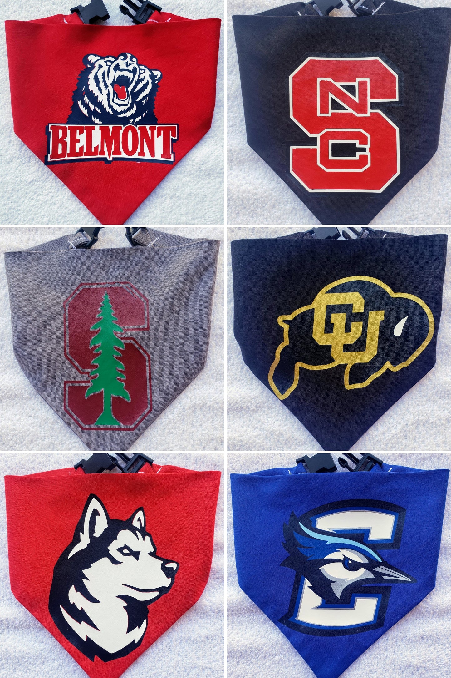 Request Your College, University, or School Vinyl Edition MESSAGE ME Clip on Dog Bandana With Buckle Pet Cat Bandanna Scarf Handmade to Order