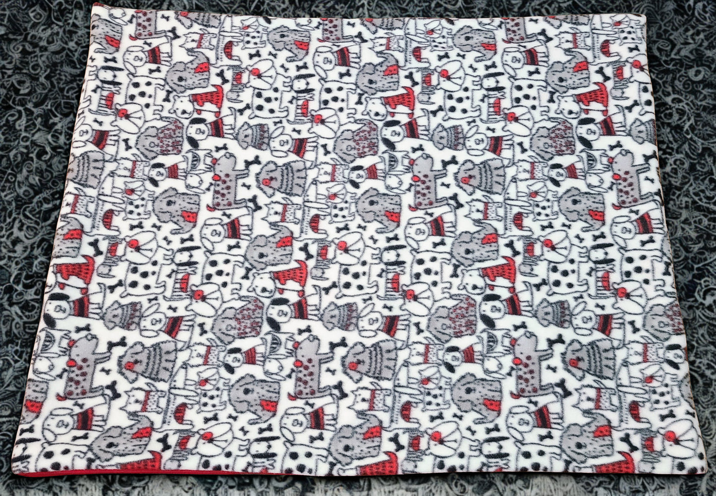 Dogs & More Dogs Red & Black 34x28 inch Snuggle Sack, Sleeping Bag for Pets, Dogs, Cats, Fleece, Reversible, Washable (Copy)