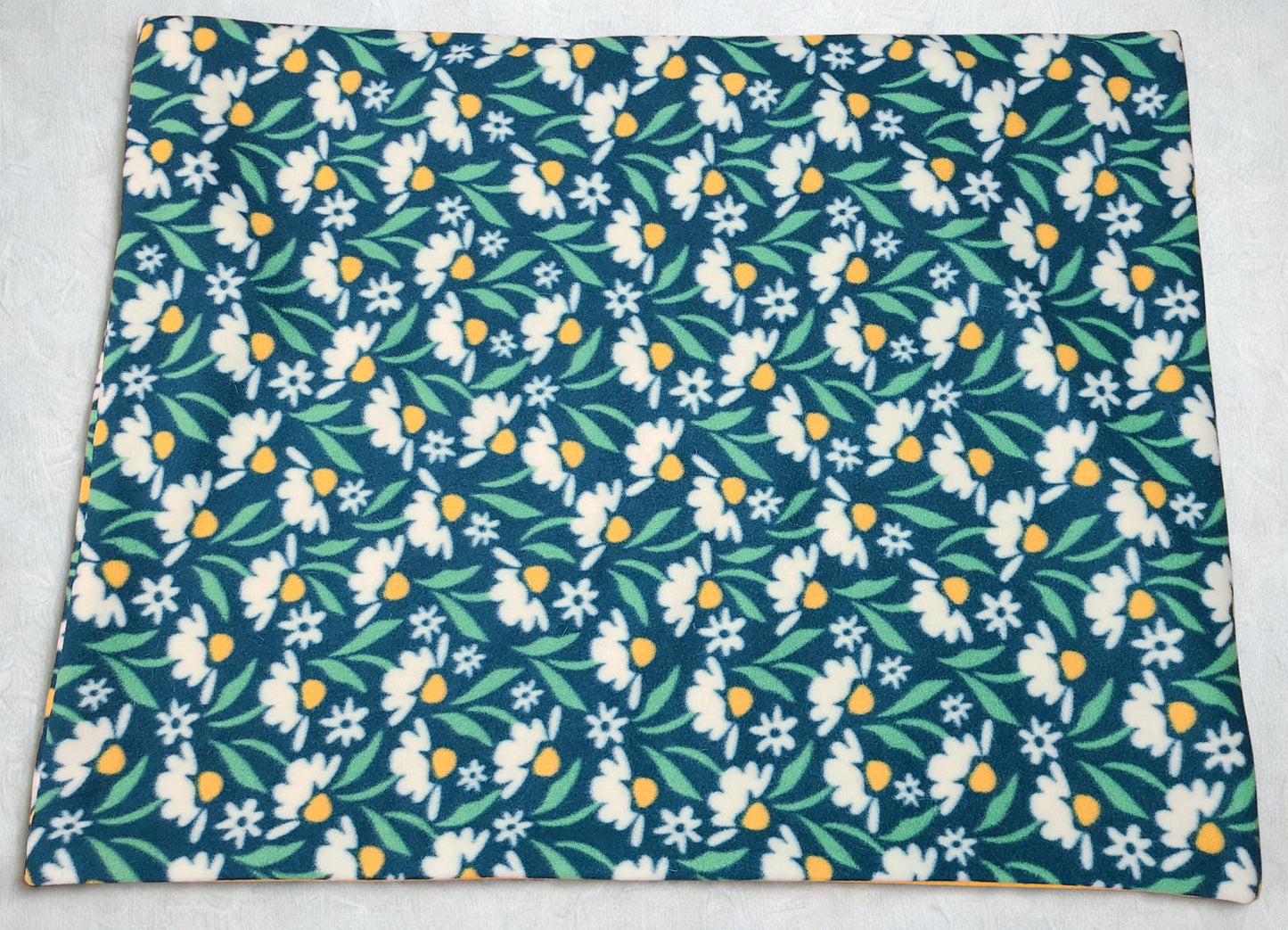 Teal & Yellow Daisies 27x34 inch Snuggle Sack, Sleeping Bag for Pets, Dogs, Cats, Fleece, Reversible, Washable