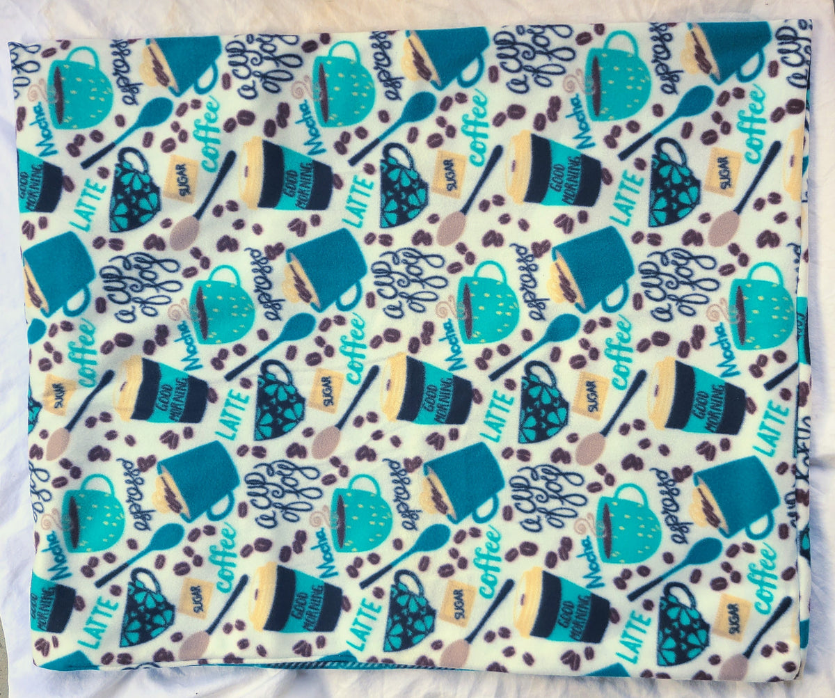 Coffee & Plaid Teal 35x28 inch Fleece Snuggle Sack