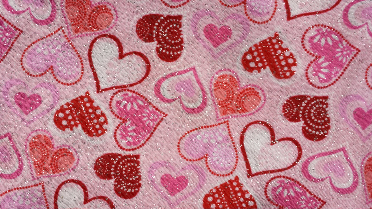 Sparkle Hearts Valentine's Day Clip on Dog Bandana With Buckle Pet Cat Bandanna Handmade to Order