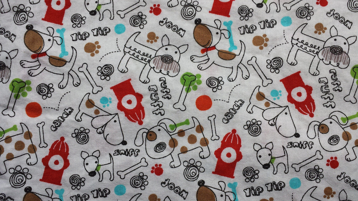 Clip on Dog Bandana With Buckle Pet Cat Bandanna Scarf White Fire Hydrants Print Handmade to Order