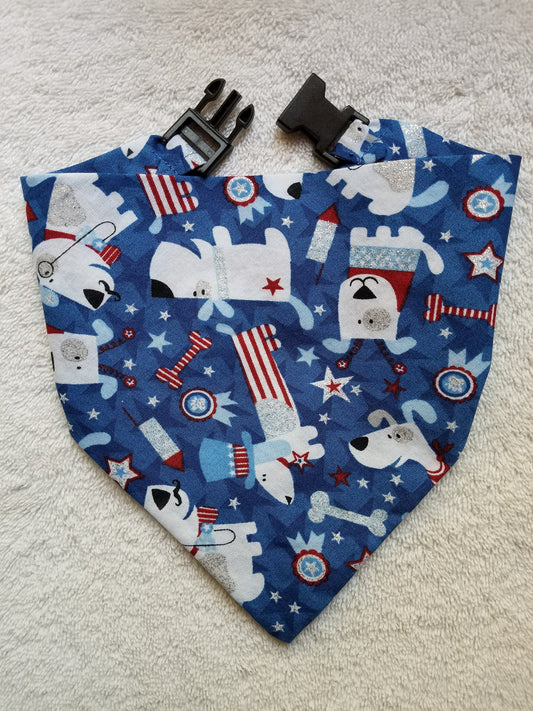 Patriotic Dogs USA American Clip on Dog Bandana With Buckle Pet Cat Bandanna Handmade to Order