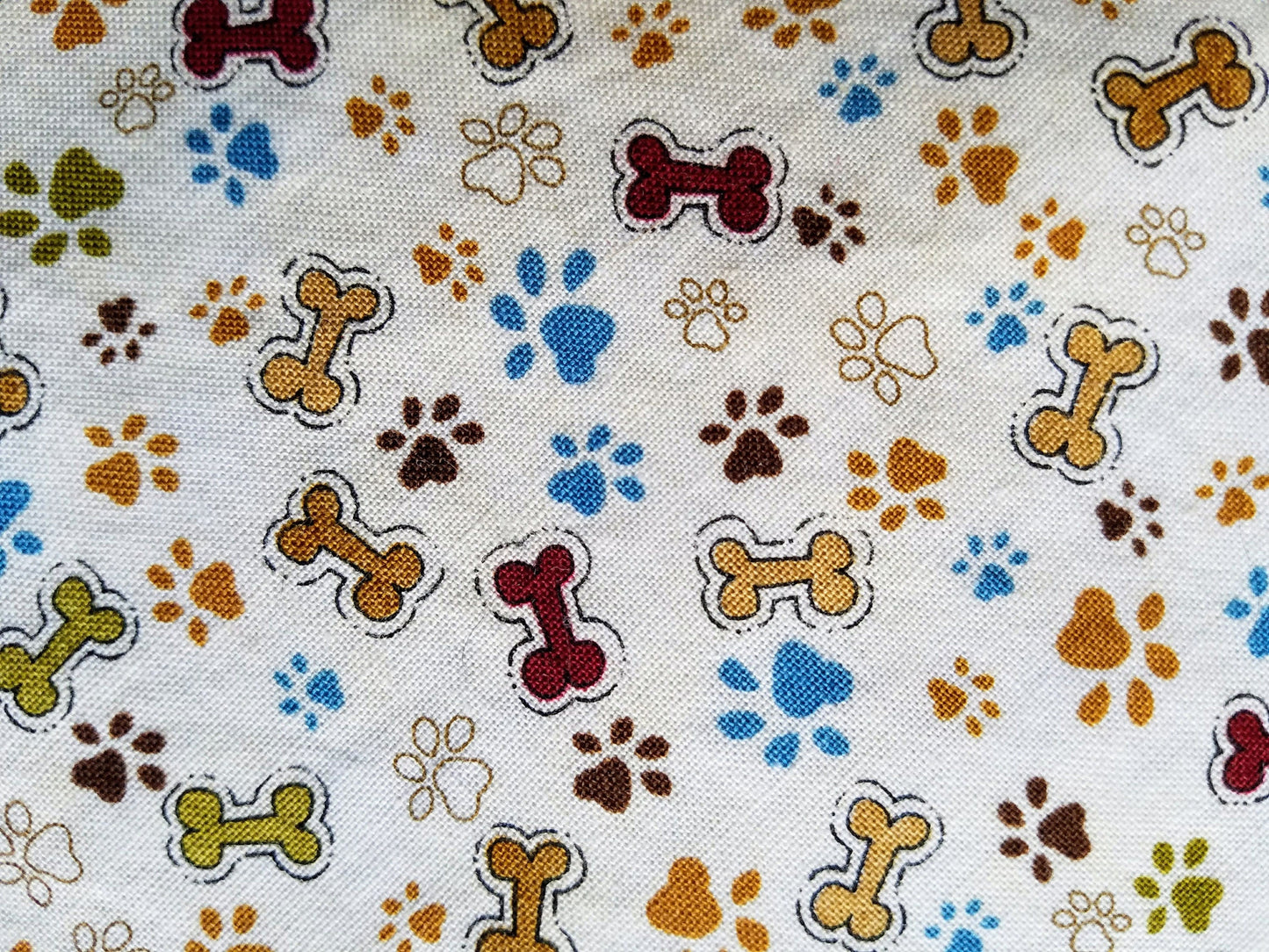 Clip on Dog Bandana With Buckle Pet Cat Bandanna Scarf Cream Paws & Bones Handmade to Order