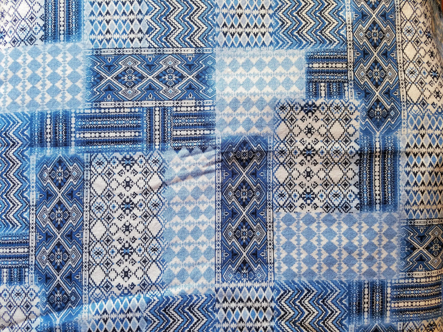 Clip on Dog Bandana With Buckle Pet Cat Bandanna Scarf Blue Patchwork Handmade to Order