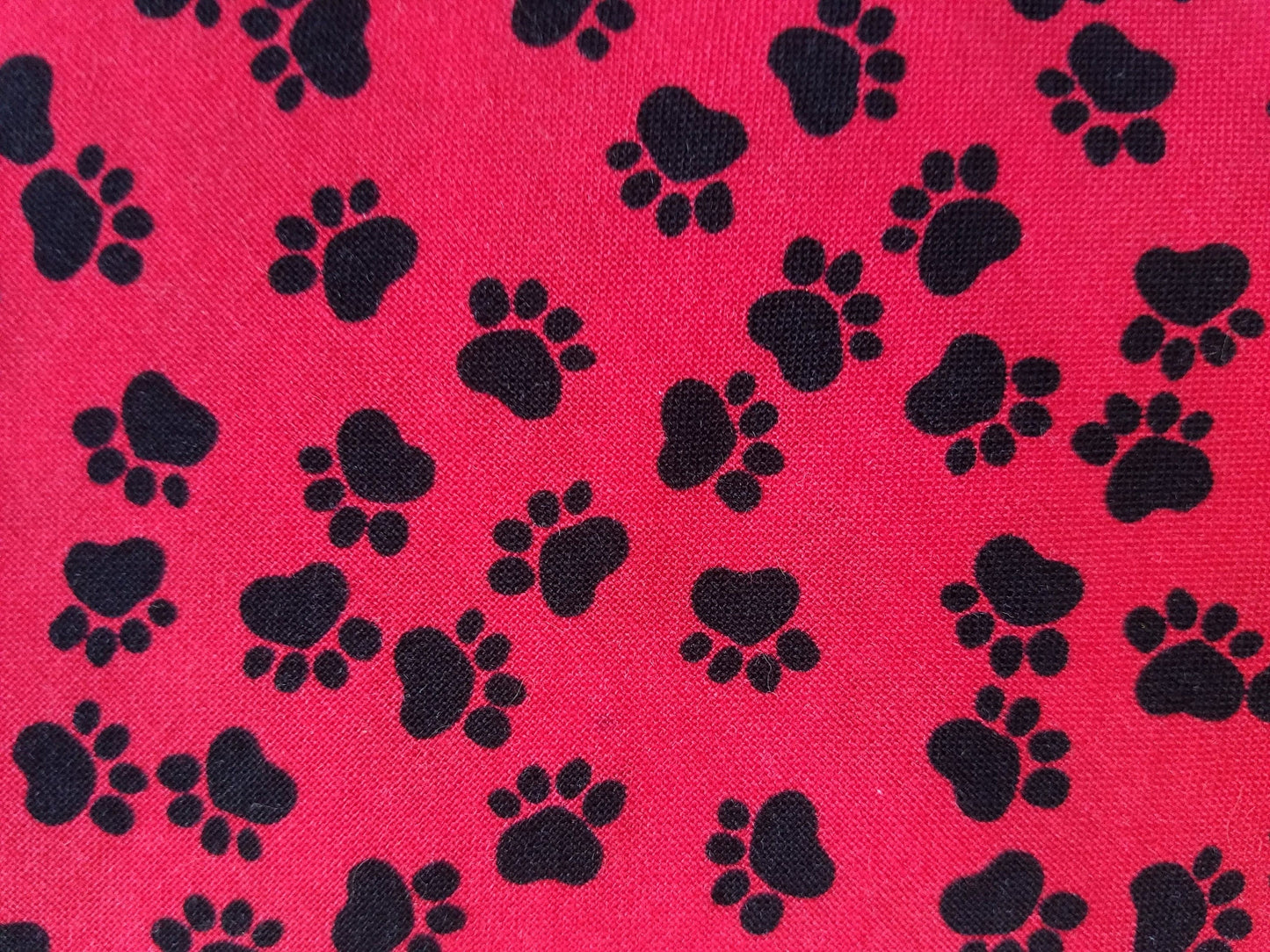 Clip on Dog Bandana With Buckle Pet Cat Bandanna Scarf Red & Black Paws Handmade to Order