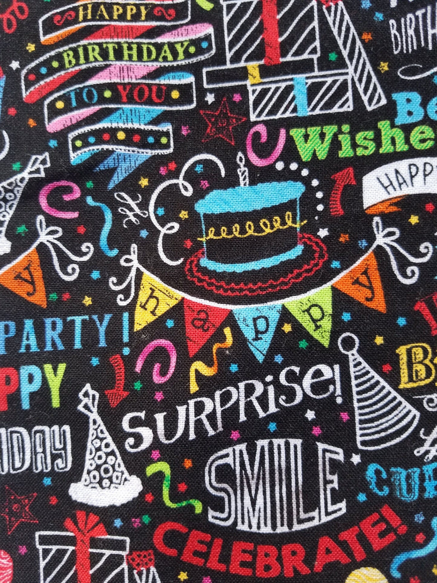 Clip on Dog Bandana With Buckle Pet Cat Bandanna Scarf Black Happy Birthday Surprise Handmade to Order