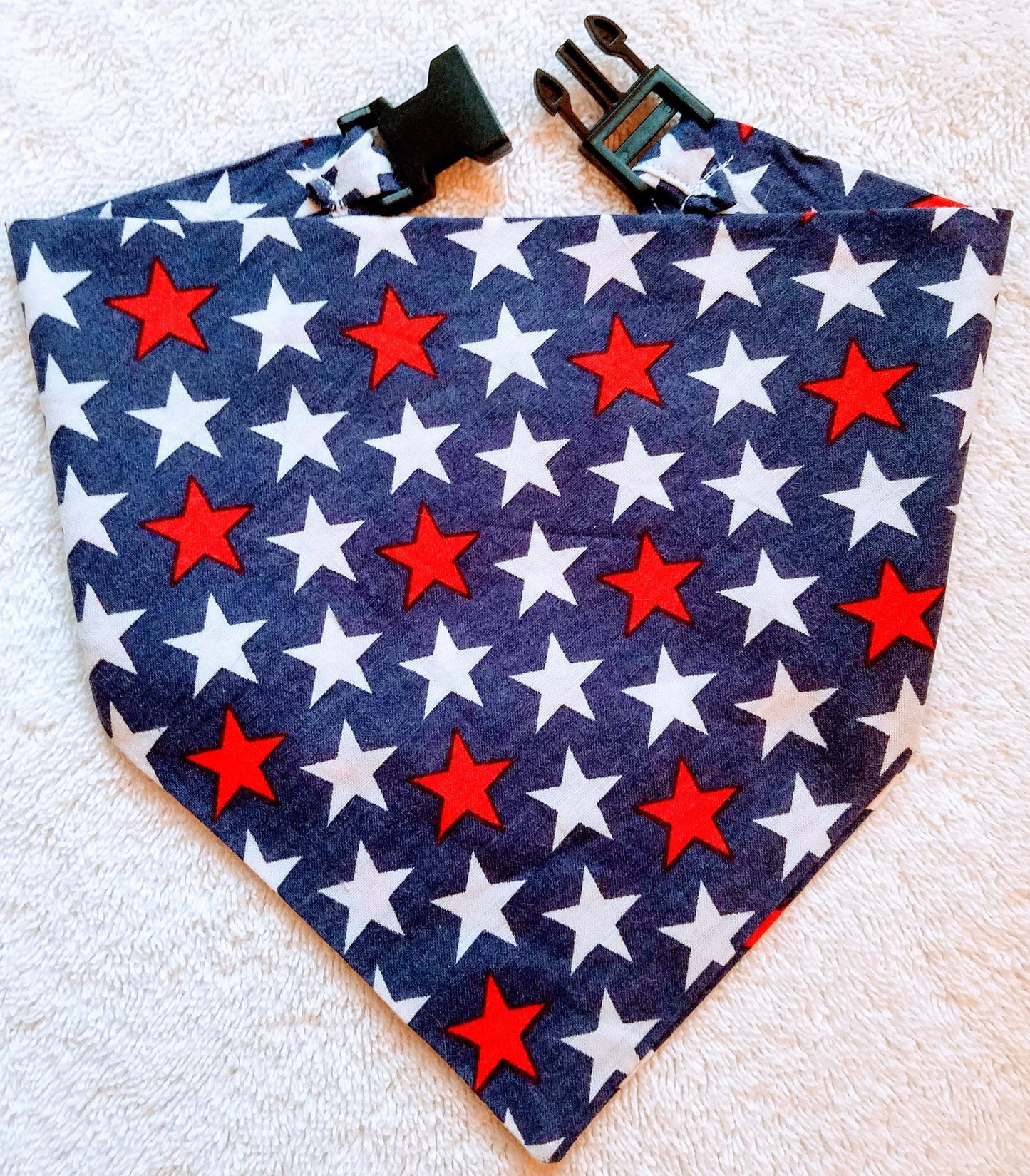 Stars USA Patriotic American Clip on Dog Bandana With Buckle Pet Cat Bandanna Handmade to Order