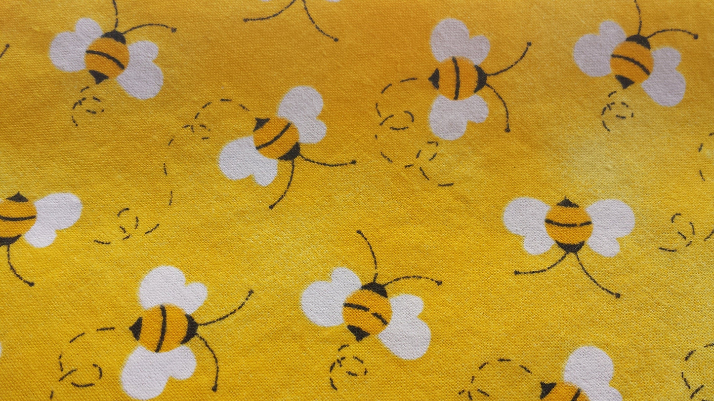 Clip on Dog Bandana With Buckle Pet Cat Bandanna Scarf Yellow Bees Summer Handmade to Order