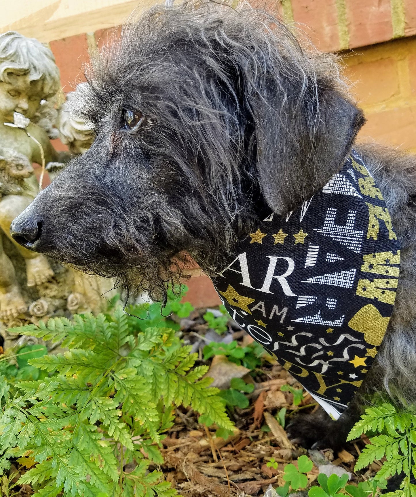 Clip on Dog Bandana With Buckle Pet Cat Bandanna Scarf Happy New Year Celebrate Gold Silver Handmade to Order