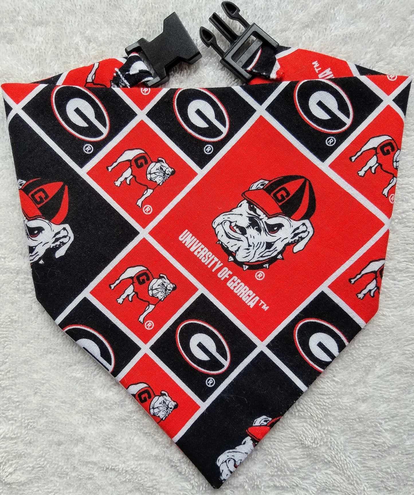 Clip on Dog Bandana With Buckle Pet Cat Bandanna Scarf University of GEORGIA BULLDOGS ncaa uga Handmade to Order