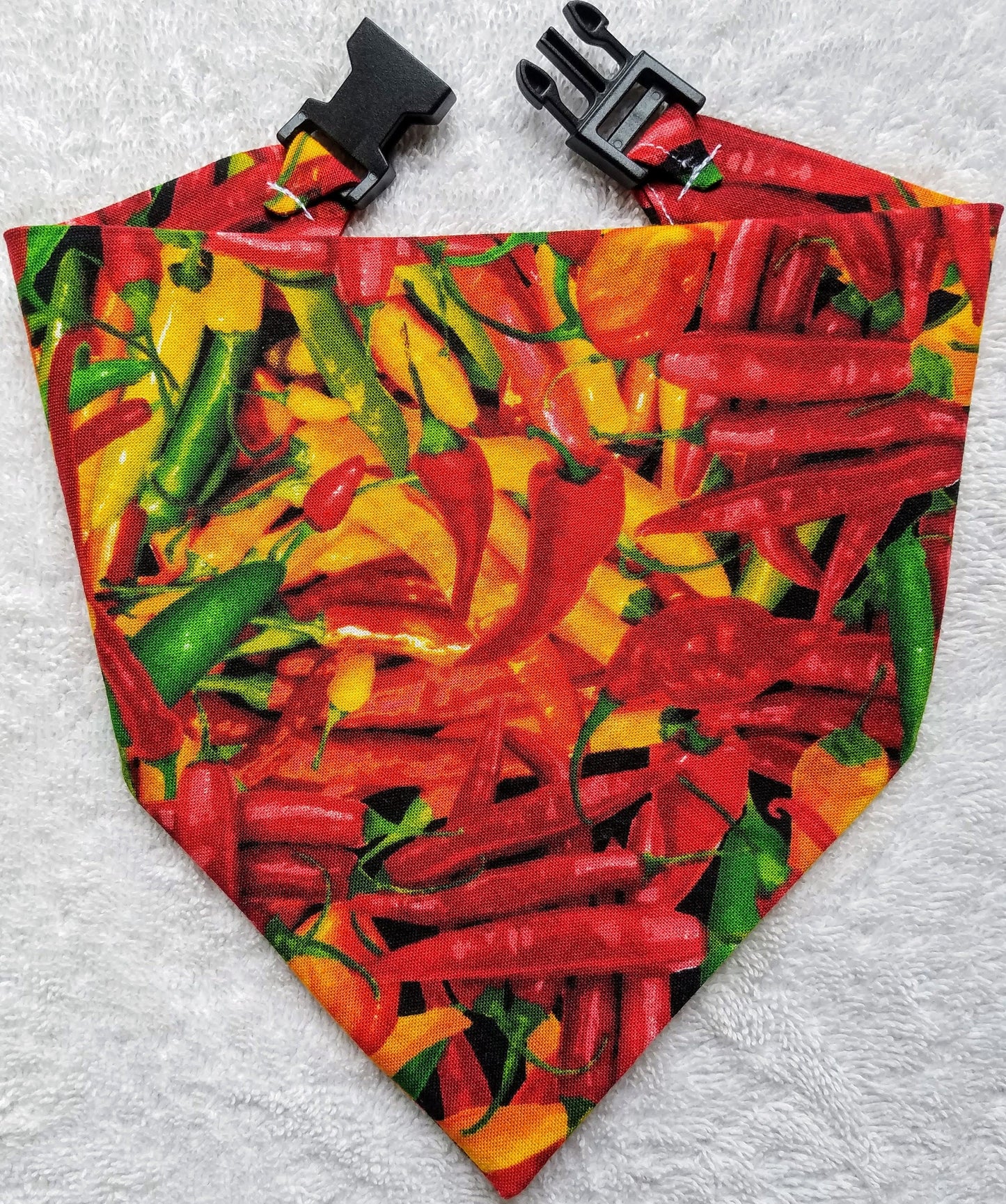 Clip on Dog Bandana With Buckle Pet Cat Bandanna Scarf Hot Peppers Chiles Jalapeno Habanero Handmade to Order