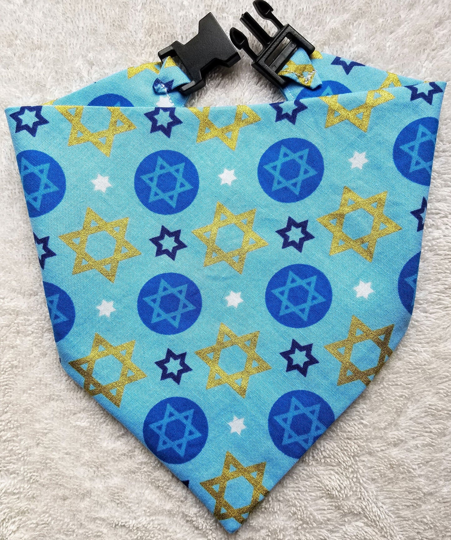 Hanukkah Chanukah Festival of Lights Clip on Dog Bandana With Buckle Pet Cat Bandanna Handmade to Order