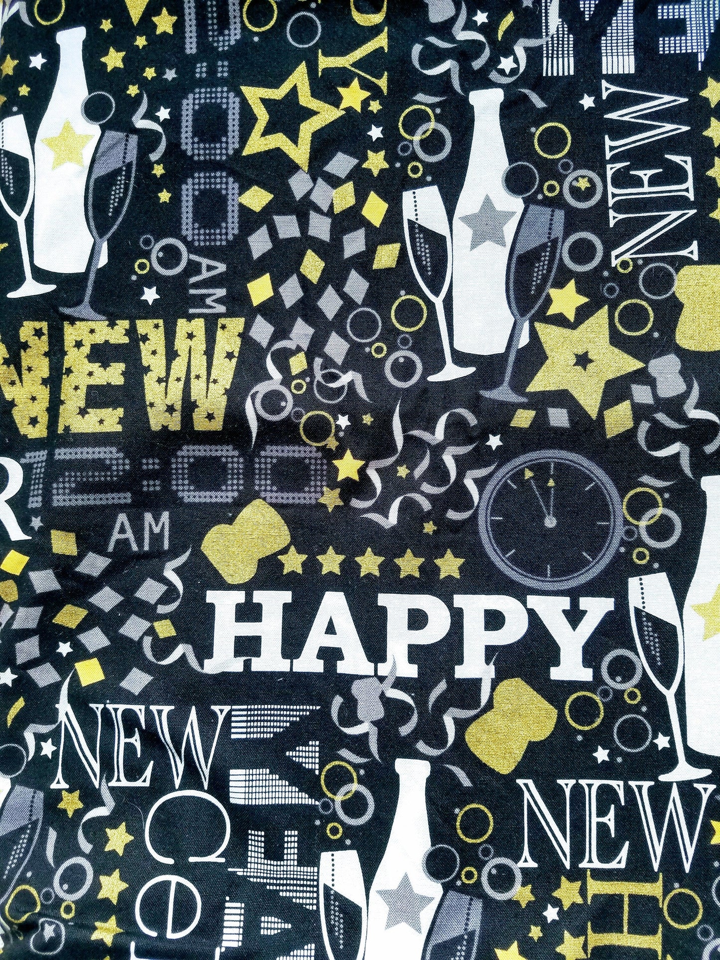 Clip on Dog Bandana With Buckle Pet Cat Bandanna Scarf Happy New Year Celebrate Gold Silver Handmade to Order