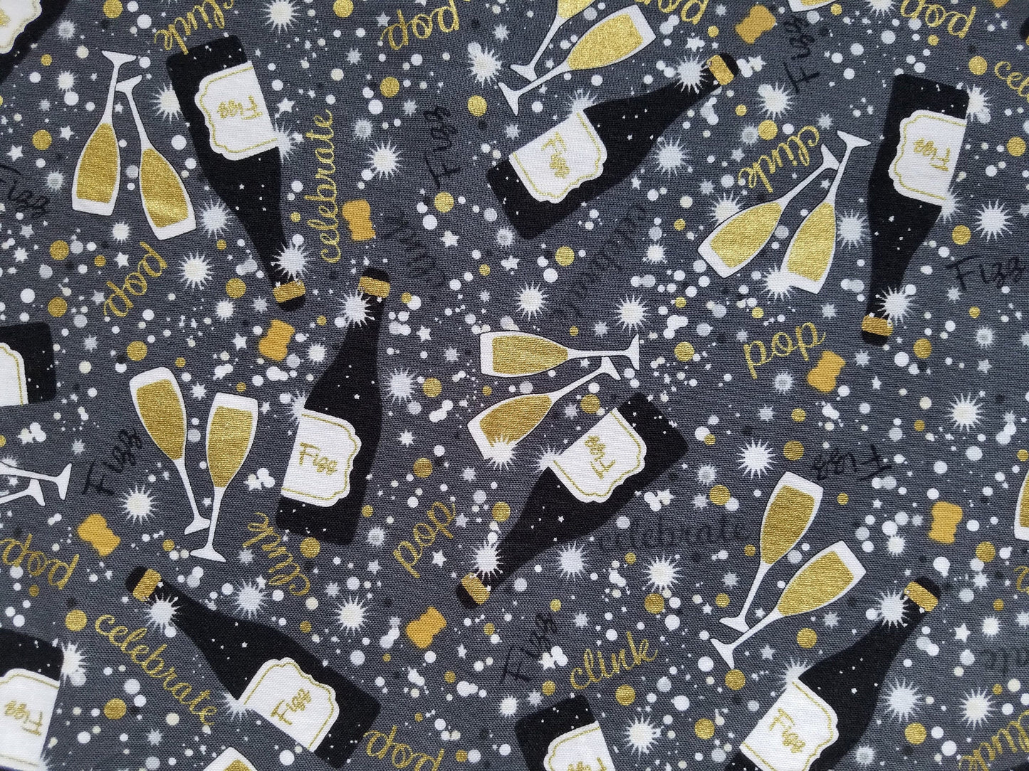Clip on Dog Bandana With Buckle Pet Cat Bandanna Scarf Celebration Special Occasion Champagne New Years Print Handmade to Order