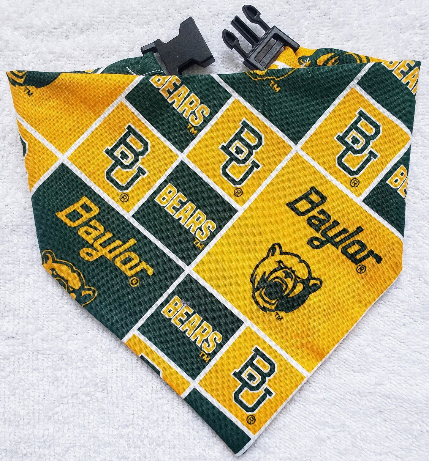 Baylor University Bears Clip on Dog Bandana With Buckle Pet Cat Bandanna Scarf ncaa Handmade to Order