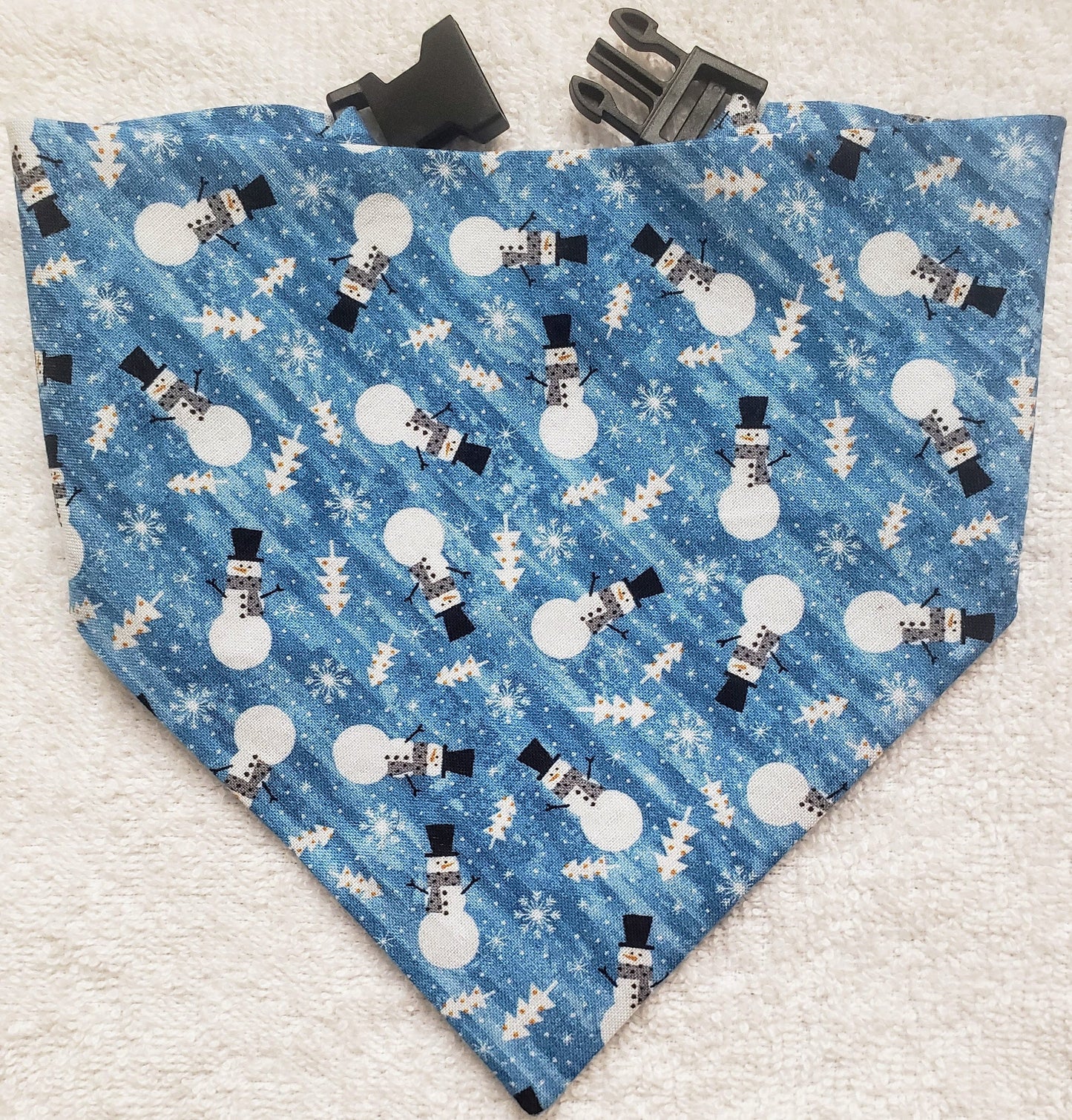 Snowman Christmas Winter Holiday Clip on Dog Bandana With Buckle Pet Cat Bandanna Handmade to Order