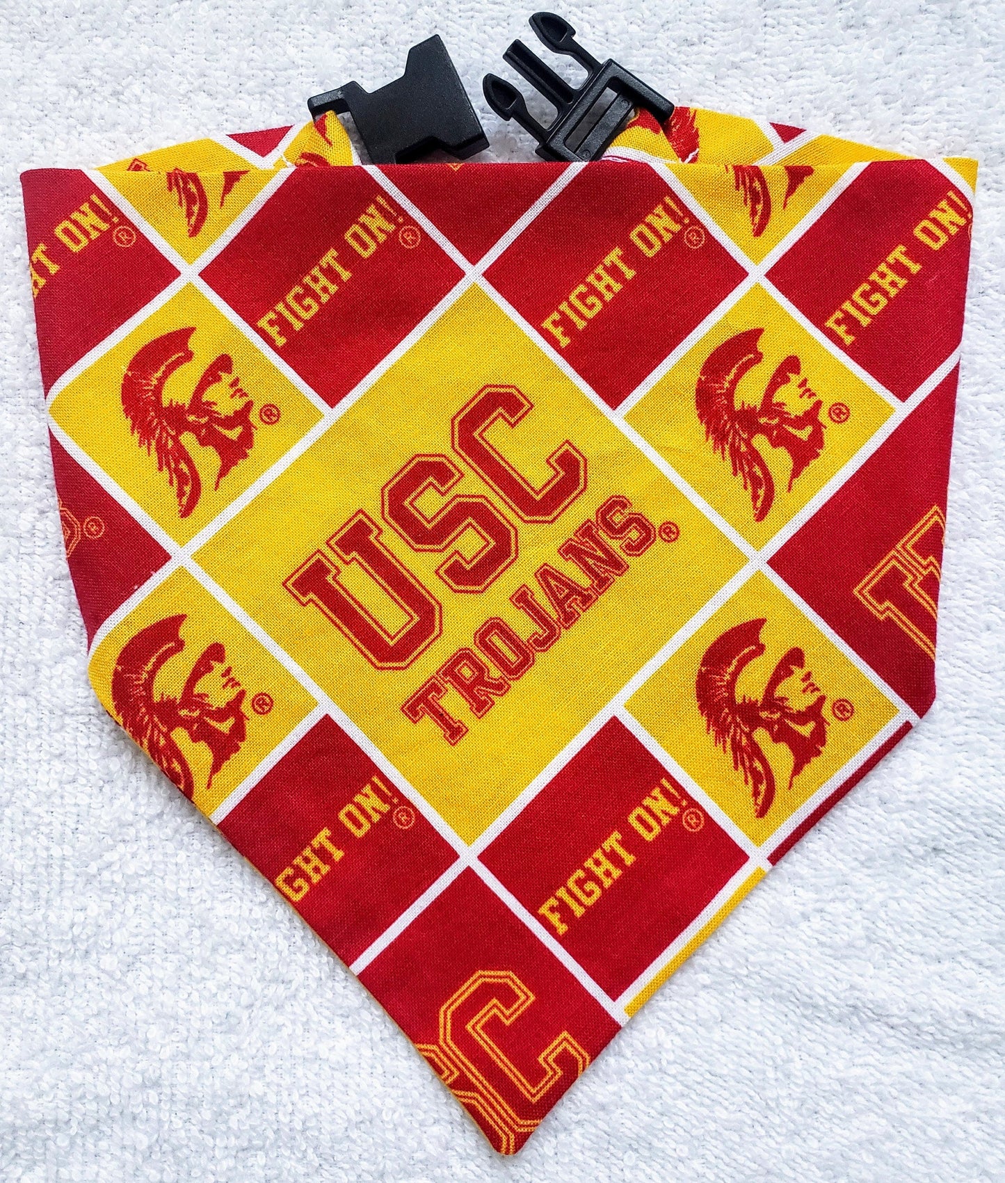 Clip on Dog Bandana With Buckle Pet Cat Bandanna Scarf University of Southern California TROJANS ncaa usc Handmade to Order