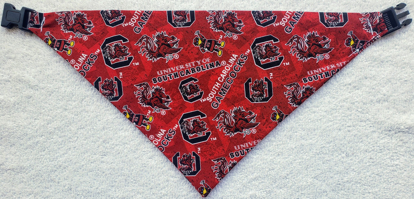 Clip on Dog Bandana With Buckle Pet Cat Bandanna Scarf University of South Carolina Gamecocks ncaa usc Handmade to Order