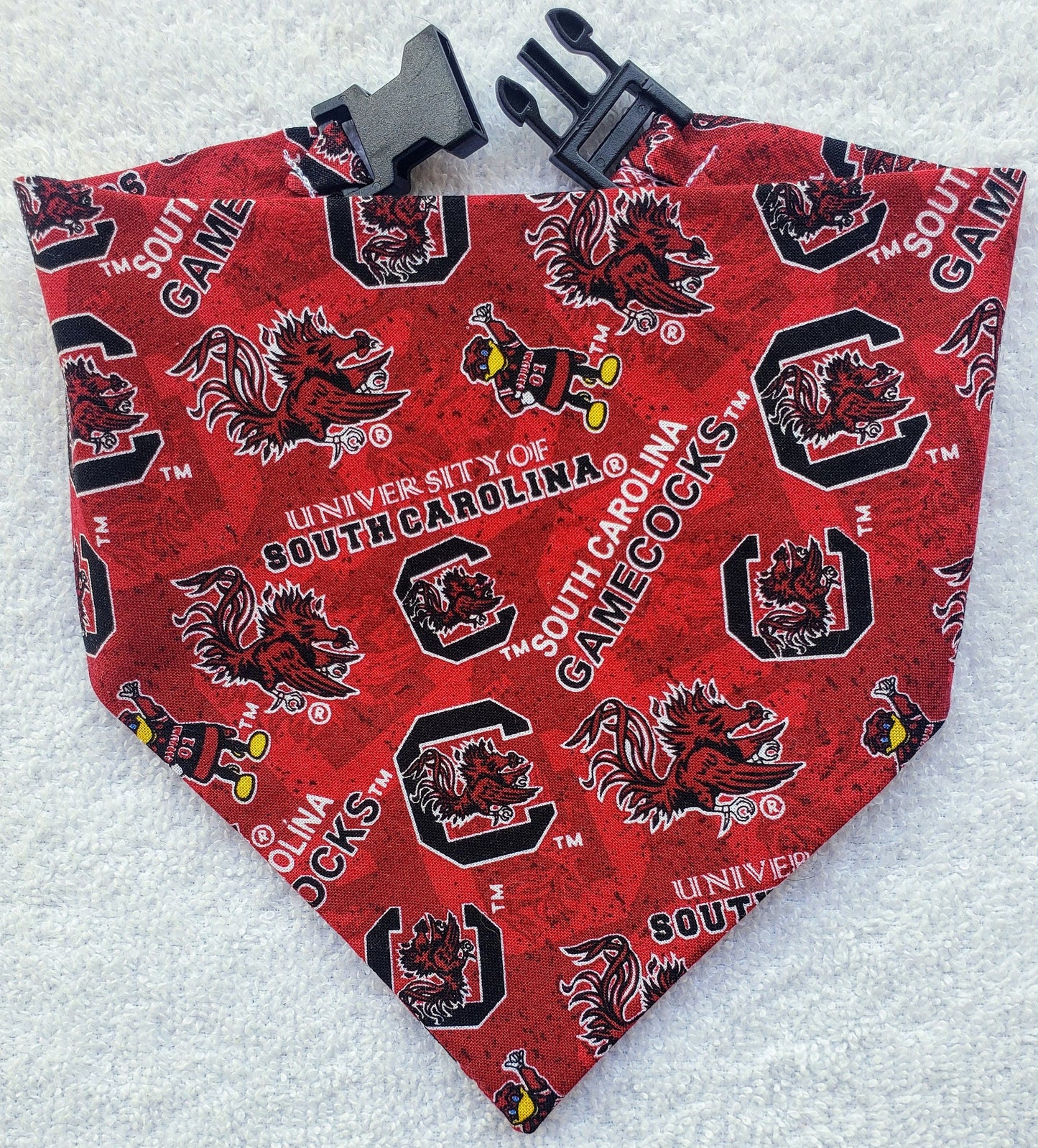 Clip on Dog Bandana With Buckle Pet Cat Bandanna Scarf University of South Carolina Gamecocks ncaa usc Handmade to Order