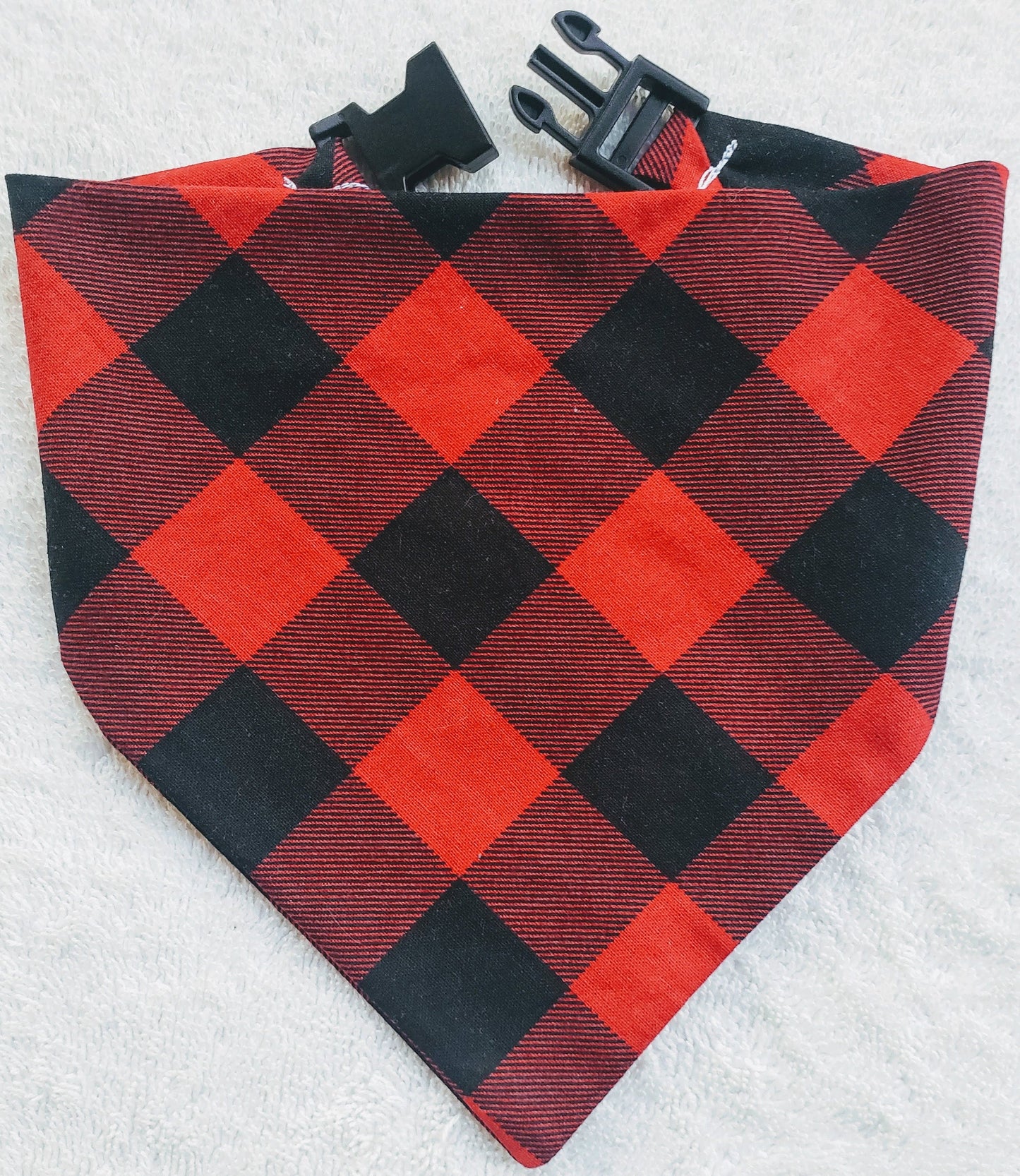 Clip on Dog Bandana With Buckle Pet Cat Bandanna Scarf Large Red Buffalo Plaid Buffalo Check Christmas Holiday Handmade to Order