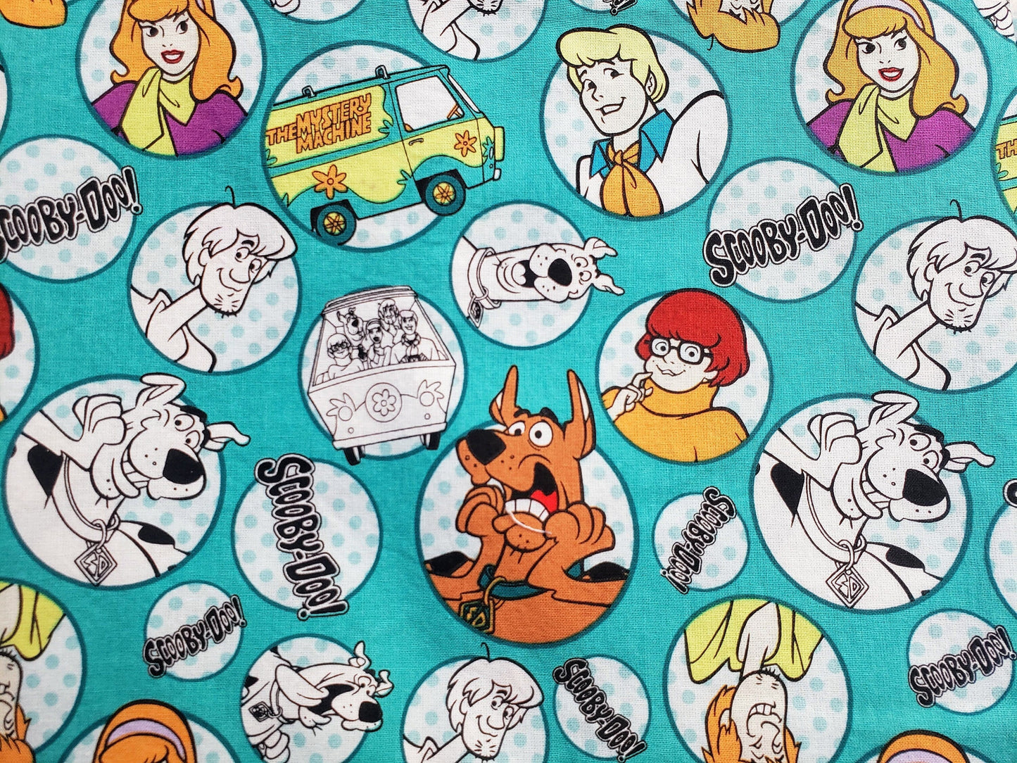 Clip on Dog Bandana With Buckle Pet Cat Bandanna Scarf Scooby Doo & the Gang Teal Print Handmade to Order