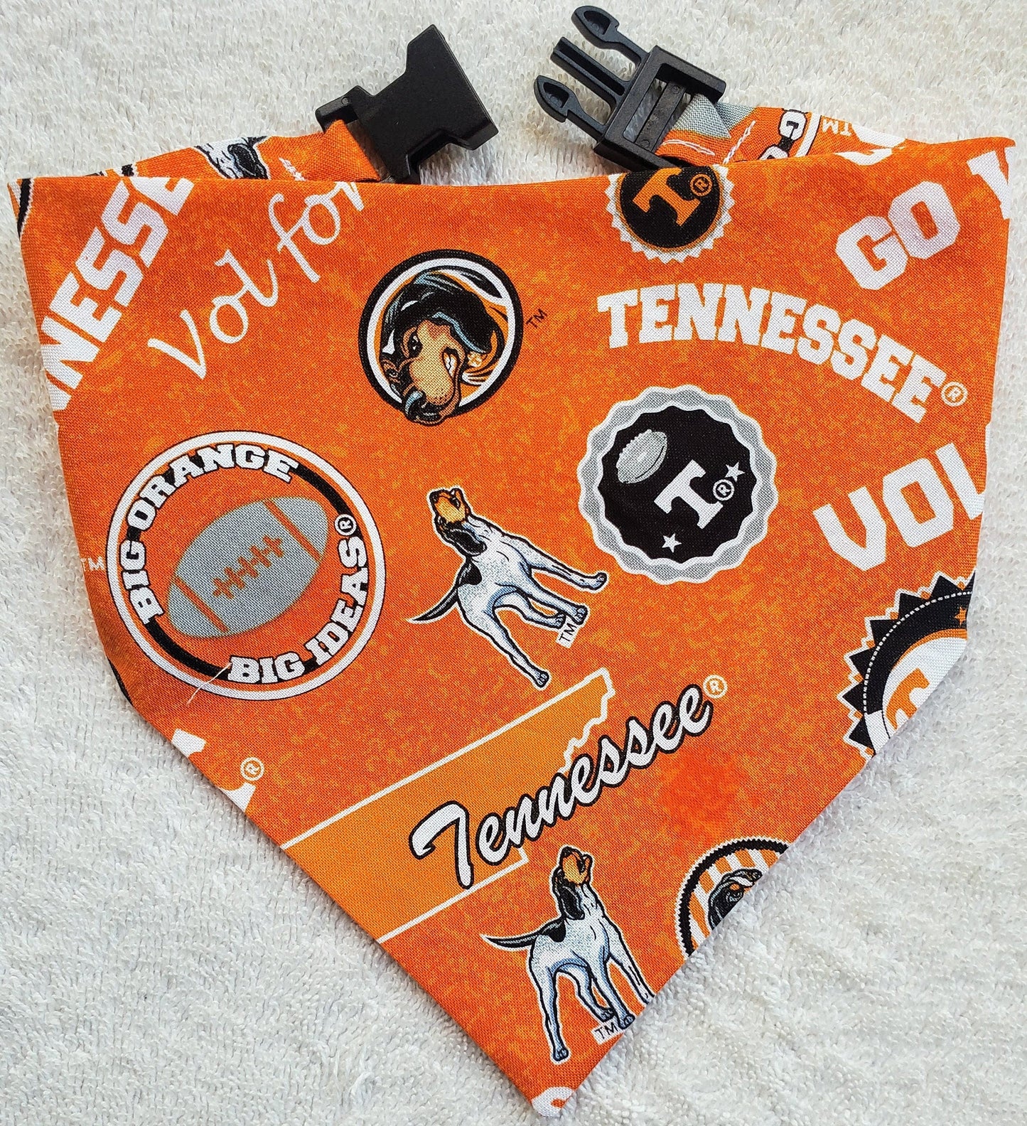 Clip on Dog Bandana With Buckle Pet Cat Bandanna Scarf University of Tennessee Volunteers VOLS ncaa ut Handmade to Order