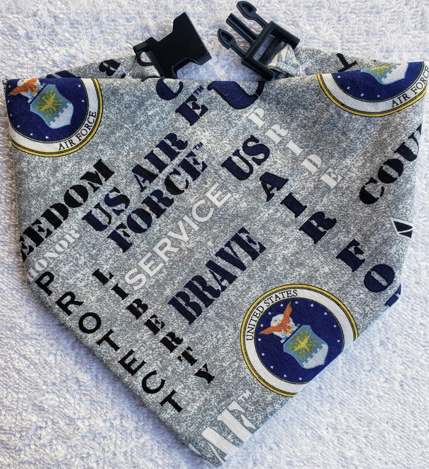 US AIR FORCE Hero Military Inspired Patriotic Clip on Dog Bandana With Buckle Pet Cat Bandanna Handmade to Order