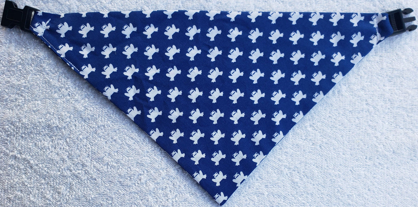 Clip on Dog Bandana With Buckle Pet Cat Bandanna Scarf Blue Small Frogs Funky Fun Preppy Trendy Print Handmade to Order