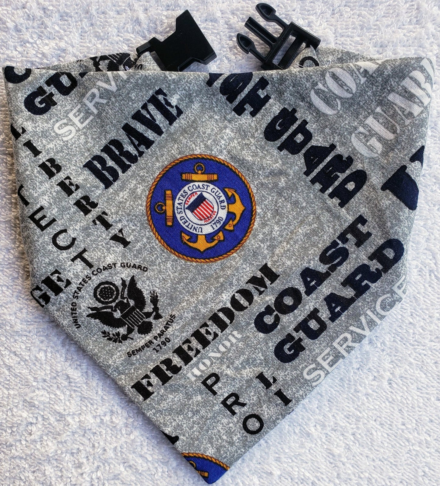 US COAST GUARD Hero Military Inspired Patriotic Clip on Dog Bandana With Buckle Pet Cat Bandanna Handmade to Order