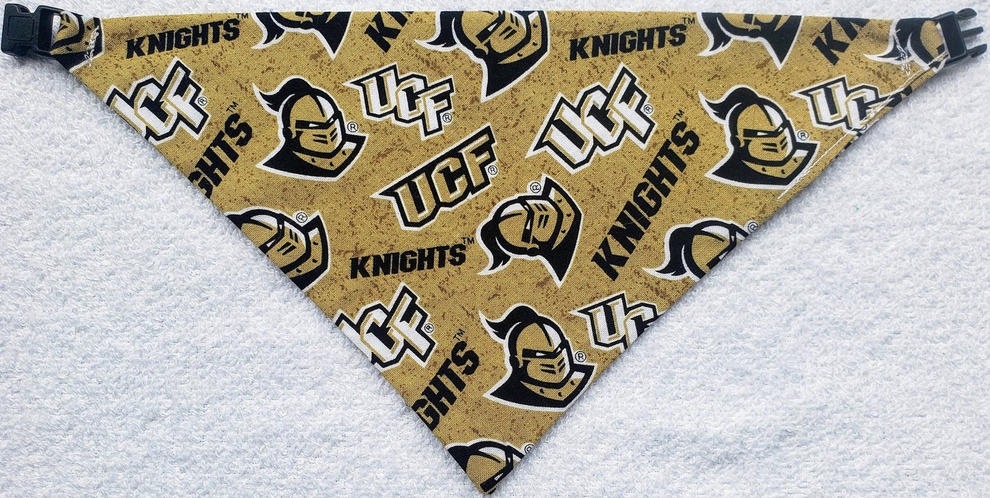Clip on Dog Bandana With Buckle Pet Cat Bandanna Scarf University of Central Florida Knights ncaa ucf Handmade to Order