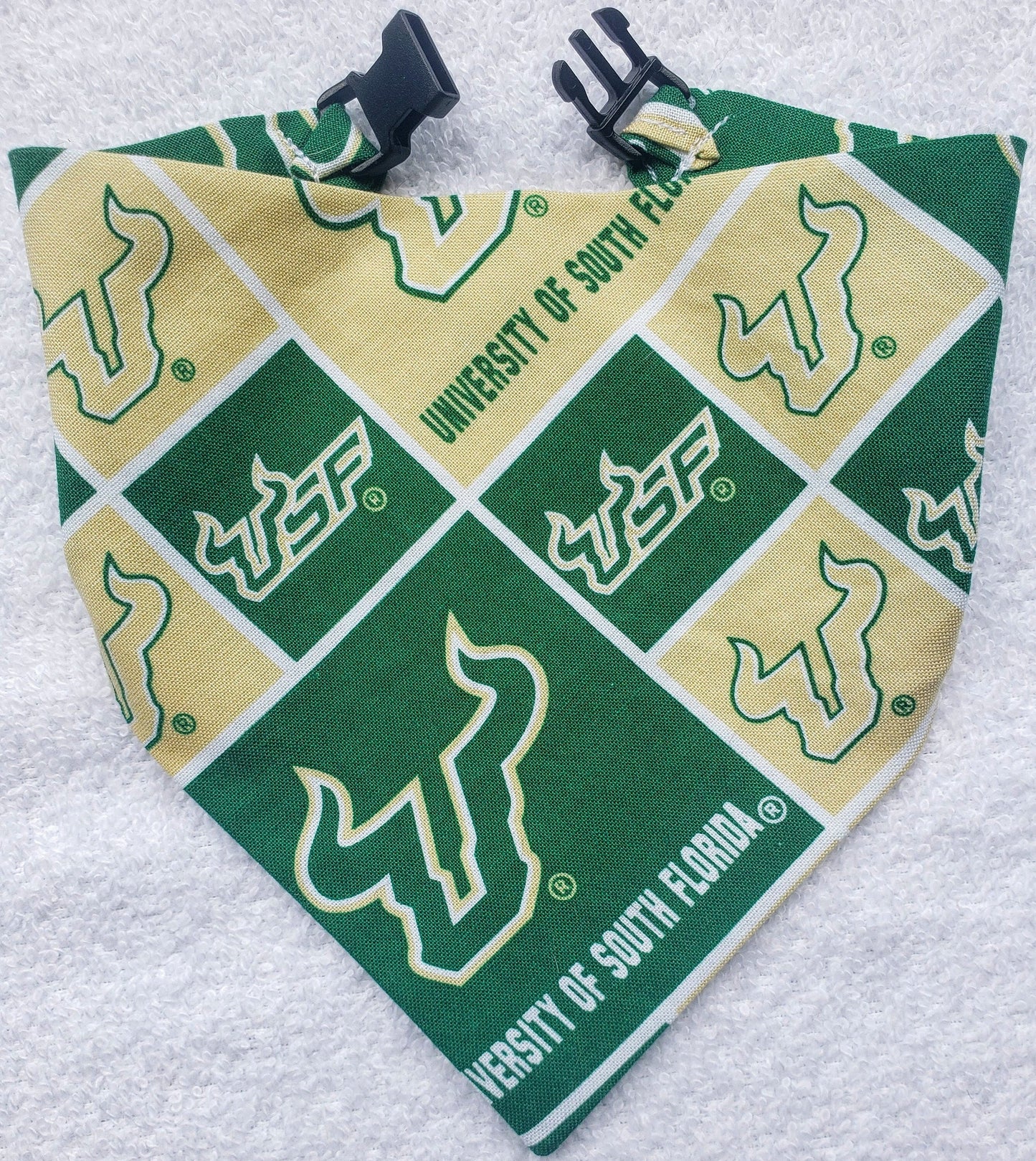 University of South Florida USF Bulls Clip on Dog Bandana With Buckle Pet Cat Bandanna Scarf ncaa Handmade to Order